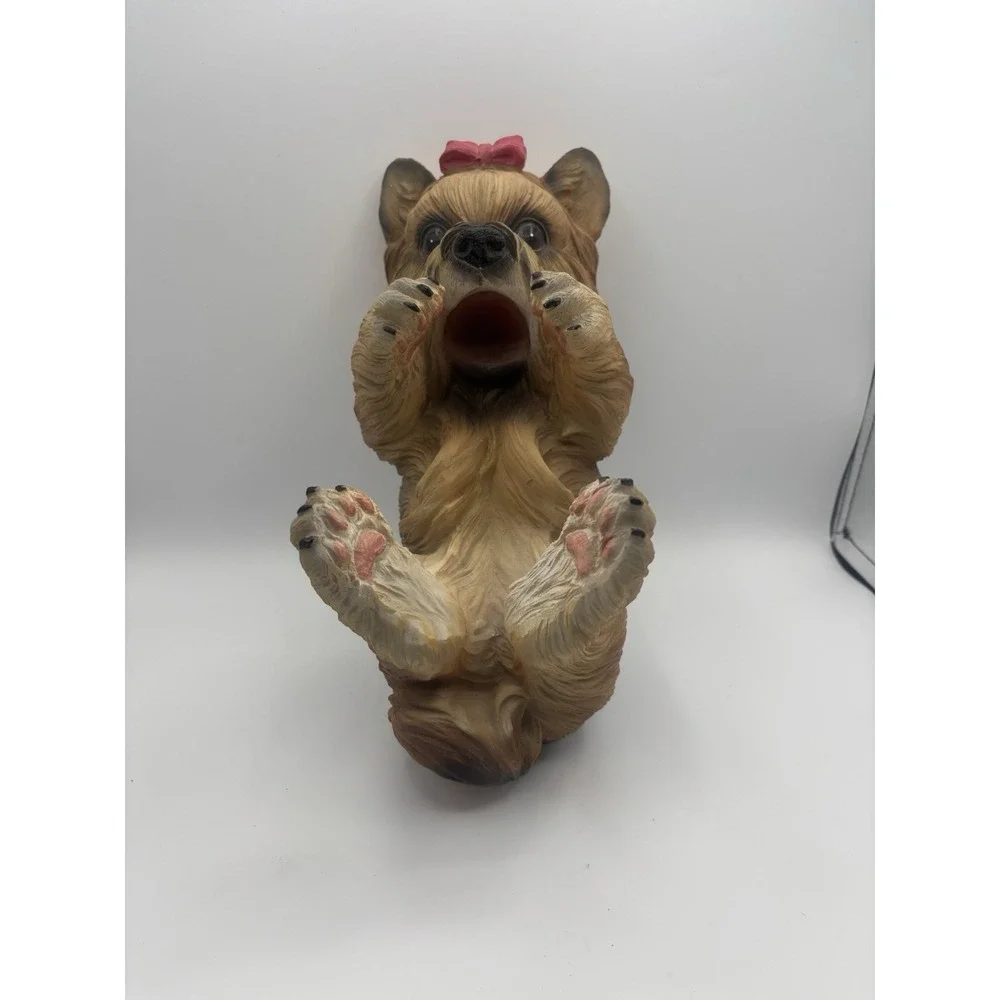 True Yorkie Polyresin Wine Bottle Newspaper Holder‎ Figurine 11